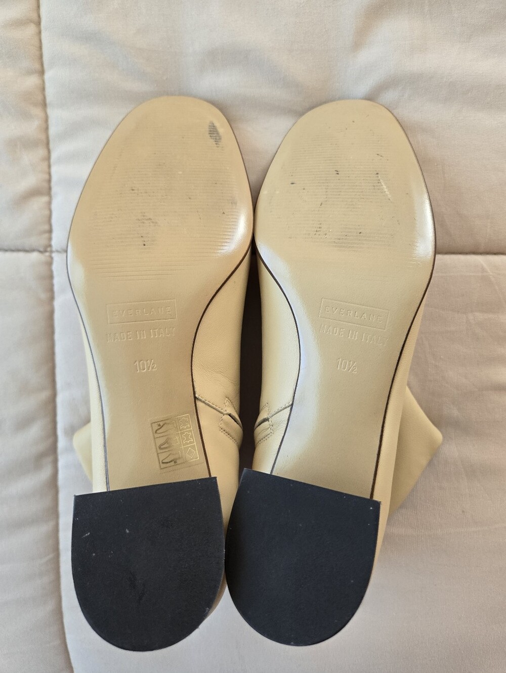 Everlane Day Boot, Cream Leather Ankle Boots, Block Heel, Side Zipper US 10.5 - Picture 5 of 11